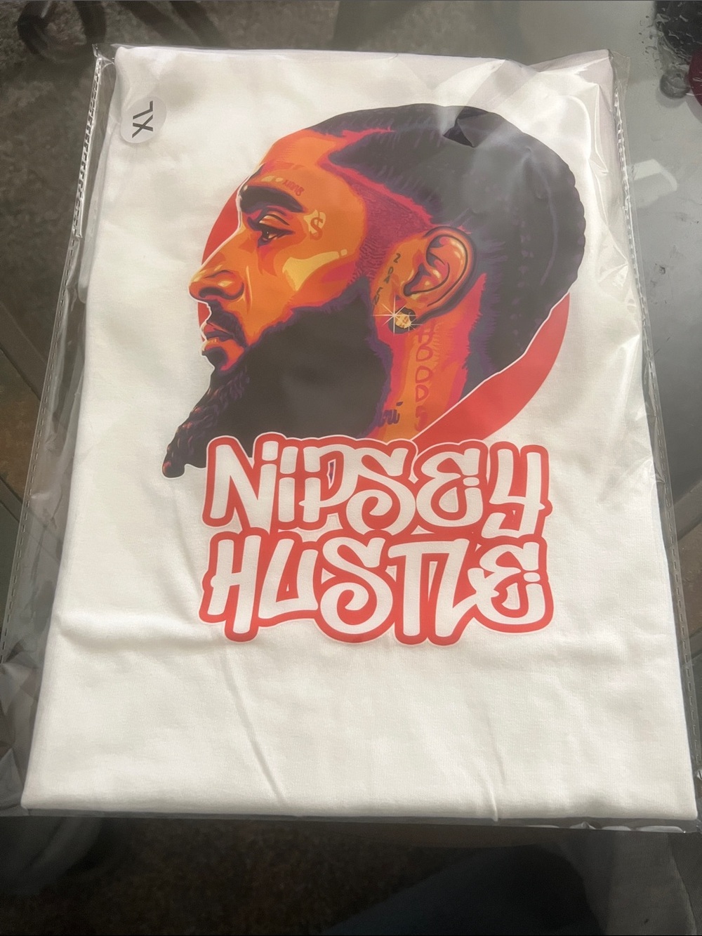 Urban Outfitters White Graphic Tee with Multicolor Nipsey Hussle Portrait - Picture 3 of 3
